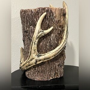 Rustic Antler and Wood Decor, resin vase
